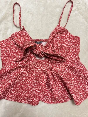 SHEIN Red Floral Tie-Front Spaghetti Strap Camisole thumbnail 1