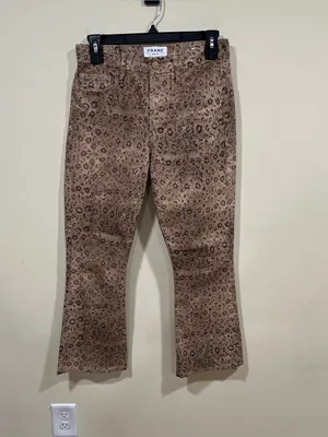 Frame Leopard Cheetah Print Pants Le Crop Mini Boot Jeans 25 ankle kick flare thumbnail 2