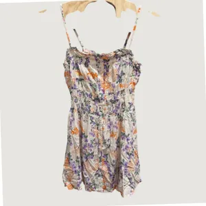 1471 | NWT Hippie Rose Floral Smocked Boho‎ Mini Dress Bone Large thumbnail 3