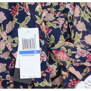 NWT City Studio Juniors Square-Neck Fit Flare Dress Belted Navy Blue Multi XL thumbnail 6