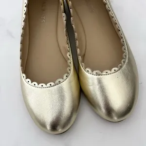 Talbots Penelope Gold Metallic Leather Scalloped Ballet Flats Size 7 Preppy chic thumbnail 5