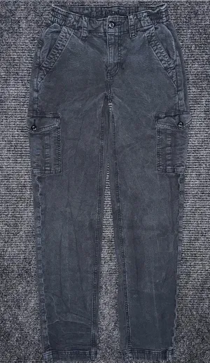 American Eagle Women's Cargo Pants Washed Black Size 00 Regular Stretch Utility thumbnail 1