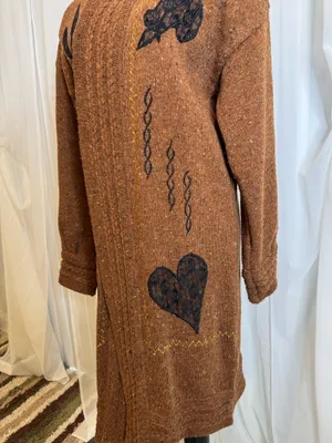 Vintage open front Linen Cardigan, size L Brown Size L thumbnail 4