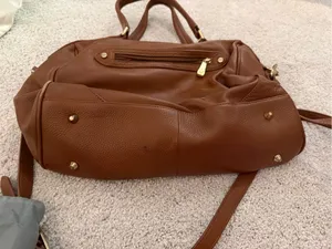 Ora Delphine Brown Pebbled Leather Tote Bag thumbnail 3