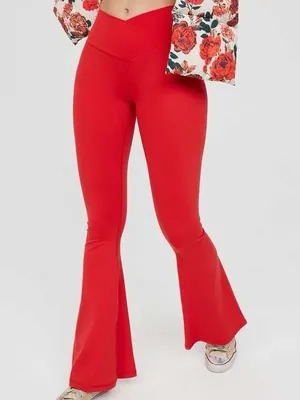 Aerie real me red crossover flares thumbnail 1