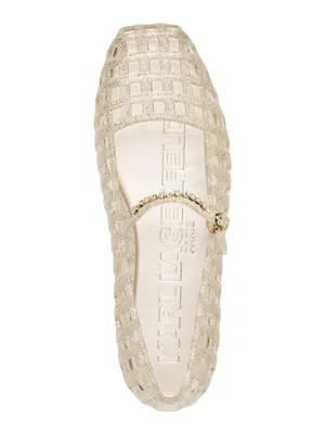 NWT Karl Lagerfeld Paris Juliska Mary Jane Jelly Flats KL265546 White Gold 8M thumbnail 4