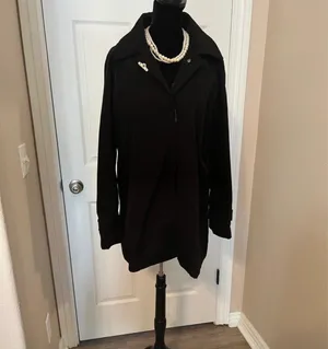 Jones New York Black fall over coat with hood thumbnail 2