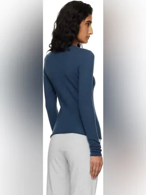 Skims (G13) featherweight Cashemere long Sleeve | Color Indigo | Size XL thumbnail 4