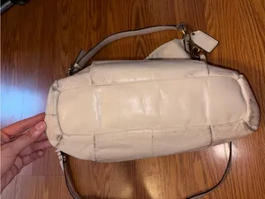 Coach Ivory Pebbled Leather Shoulder Bag with Gold-Tone Hardware thumbnail 6