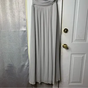 Lulu’s light gray strapless‎ chiffon bridesmaids all afloat maxi dress medium thumbnail 5
