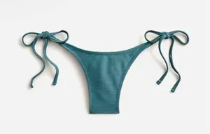 J. Crew Ribbed curved-waist cheeky string bikini bottom | NWT | pink thumbnail 4