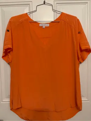 Amanda Uprichard Silk V-Neck Short Sleeve Blouse thumbnail 1