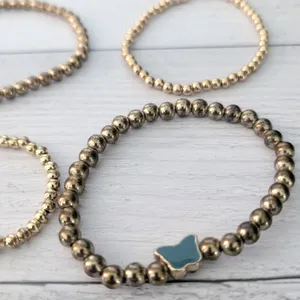 Bundle of 6 Bracelets - Gold Tone Stretch Bracelets - Fair Condition thumbnail 5