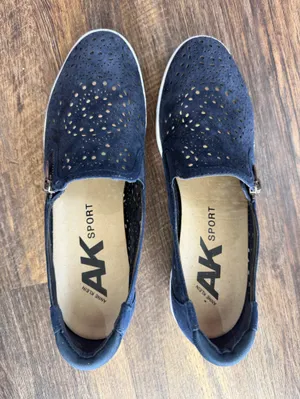 Anne Klein Navy Laser-Cut Slip-On Sport Sneakers thumbnail 6