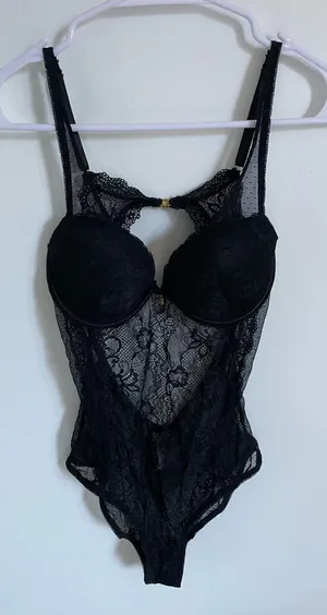 Daisy Fuentes Black Sheer Mesh Bodysuit thumbnail 1