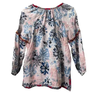 Johnny Was‎ Workshop Size Small Embroidered Long Sleeve Tunic Top Blouse Floral thumbnail 2