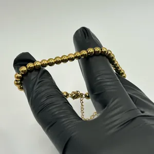 Goldie 18K Solid Yellow Gold Plated Beaded Bracelet Women High Quality 7"-8" Adjustable thumbnail 6