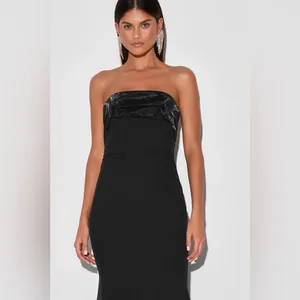 NWT Lulus Brilliantly Bold Strapless‎ Mermaid Maxi Dress in Black Size XS thumbnail 3