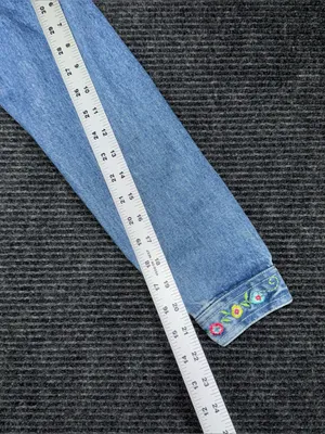 Vintage Denim Jacket Womens Small Floral Embroidery Boho Cottagecore 90s y2k thumbnail 9