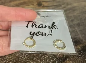 Small gold hoops with pearl details new in packaging thumbnail 1