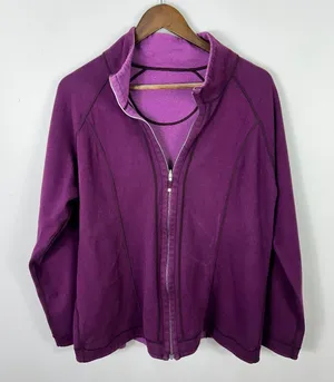 Lucy Zip Up Reversible Sweatshirt Jacket‎ Womens XL Purple Gym Lounge Athleisure thumbnail 1