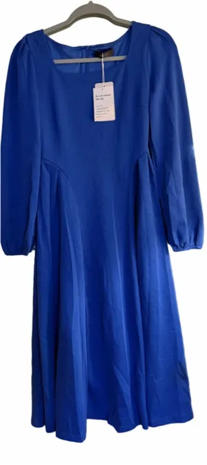 NEW Blue Modest Long Sleeve Midi Dress S thumbnail 1