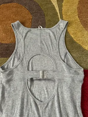 Free People Kiss My Back Tank Top Grey Ribbed Back Cutout Bra Closure Size Large thumbnail 5