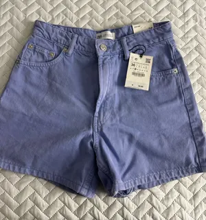 ZARA Purple Jean Shorts thumbnail 1