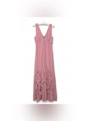NWT Lulus Women’s Alorna Rose Pink Sleeveless Ruffled V-neck Maxi Dress Size L thumbnail 4