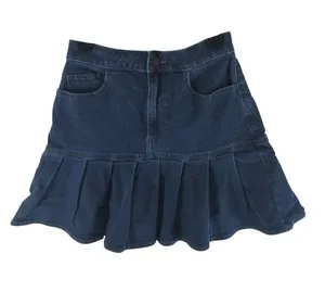 Hollister Ultra High-Rise Denim Skirt With Pleated Hem Size 25 Dark Wash Stretch thumbnail 1