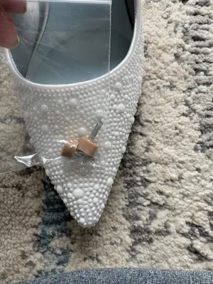 Silver Slipper Size 7 pearl heels thumbnail 4