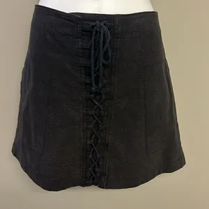 Free People Black Mini Shirt High Low Lace Accent Pockets Cotton Linen- Medium thumbnail 3