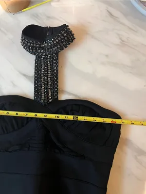 Grass Collection Black Rhinestone Halter Bodycon Cocktail Dress Size 11 thumbnail 5