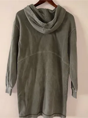7 For All Mankind Olive Green Hoodie Sweatshirt Dress XS thumbnail 3
