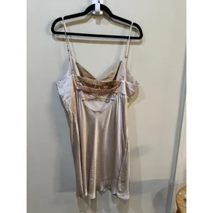 By Anthropologie Colorblock Satin Slip Dress Lounge Wear size XL cream color thumbnail 6