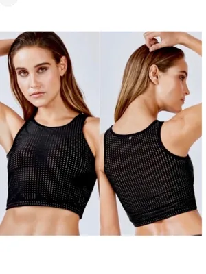 Fabletics Valentina Midi Bikini Top Bottom Set 2 Pc Black Perforated Large‎ thumbnail 3