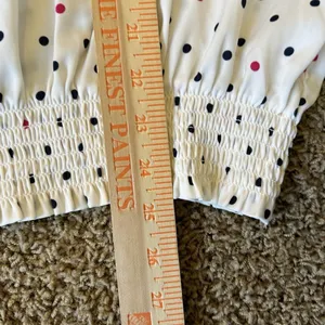 Summersalt Womens Polka Dot Puff Sleeve Top XL V-Neck Smocked‎ Hem Cream NWOT thumbnail 7