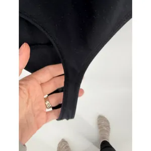 Abercrombie & Fitch Bodysuit Womens Large Black Mesh Panel Long Sleeve Sheer Top thumbnail 5