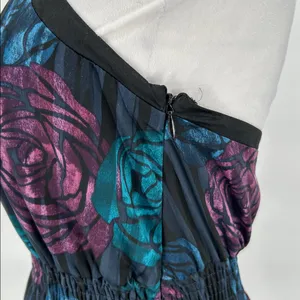 DKNY Jeans Black Fabric Floral Silk Satin Halter Dress Backless Dress Size Large thumbnail 6