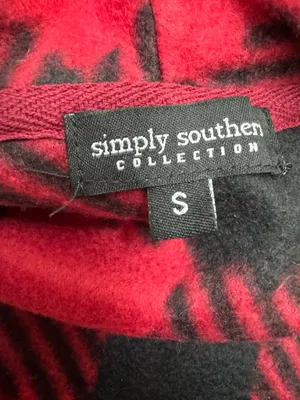 Simply Southern Buffalo Plaid Fleece Sleeveless Wrap Cardigan Size Small thumbnail 4