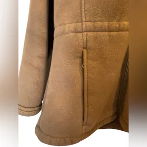 LANDS' END Brown Fleece Sherpa-Lined Hooded Jacket Coat - Size Small thumbnail 4