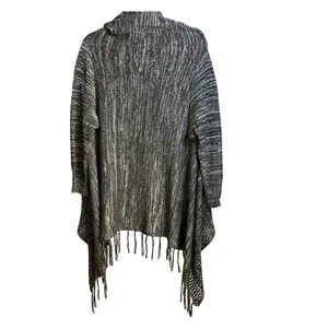 One World Size XL Live and Let Live Women's Cardigan Sweater Gray/Black thumbnail 10