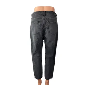 Hollister Curvy High Rise Women's Black Washed Cropped Mom Denim Jeans Size 5S thumbnail 4