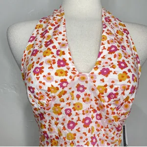 BP NWT Orange/Red/White Floral Halter Top thumbnail 4