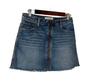 We The Free Zip Front Denim Mini Skirt Size 27 Blue‎ thumbnail 1