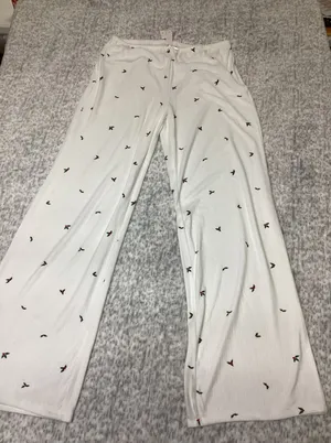 Auden cream Holly Pajama Pants Wide Leg Pointelle Knit Christmas Small see pic thumbnail 1