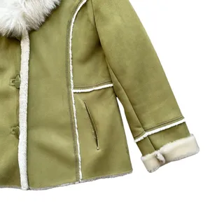 🔃Novelti Adorable Junior Green Faux Suede Faux Fur Jacket thumbnail 8