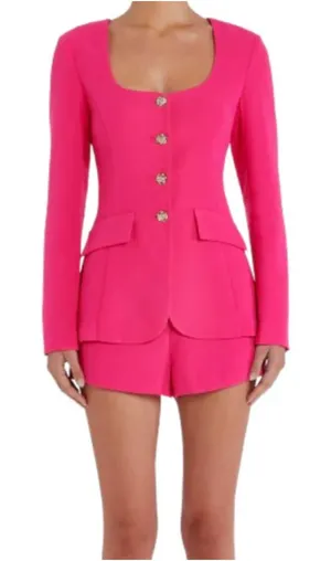 NEW NWT Amanda Uprichard KYA Romper ViVA Tweed Women's XS Pink thumbnail 1