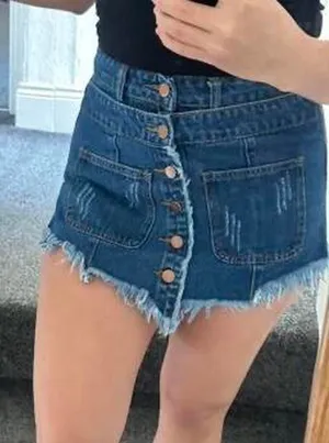 SHEIN distressed denim skort thumbnail 1