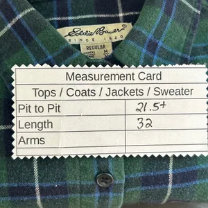 Eddie Bauer Flannel Button Up Shirt Green Medium‎ thumbnail 9